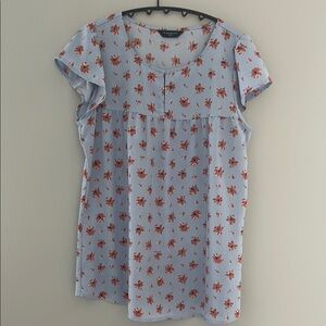 Denver Hayes Floral Blue Top Size Small